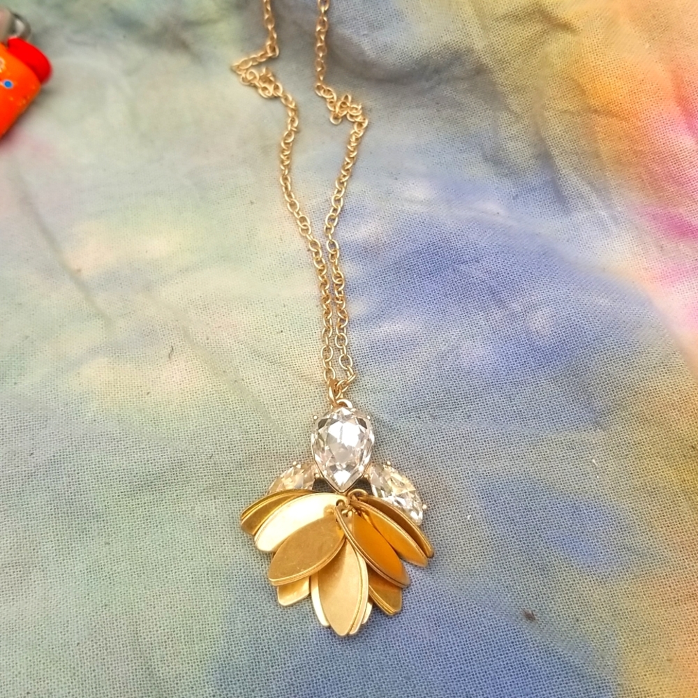 NWT J. CREW  diamond and feathery long statement necklace